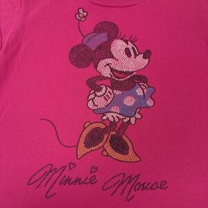 Disney Store Minnie Mouse Girls T-Shirt Youth L 10/12 Pink Organic Cotto